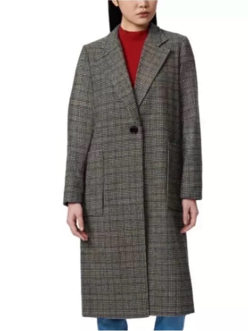 Bernardo micro-houndstooth tailored long duster coat- NWOT